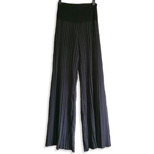 Komarov Black Pleated Wide Straight Leg Lined Palazzo Pants